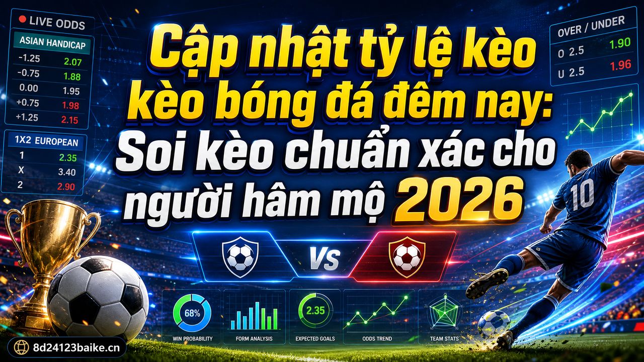 Cập nhật tỷ lệ kèo bóng đá đêm nay: Soi kèo chuẩn xác cho người hâm mộ 2026